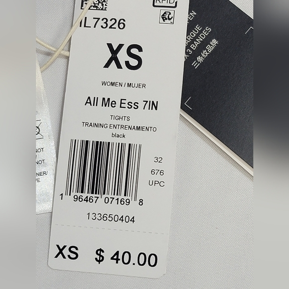 Adidas All Me Essentials 7 Inch Black Short Legging Womens Size XS - Picture 4 of 10